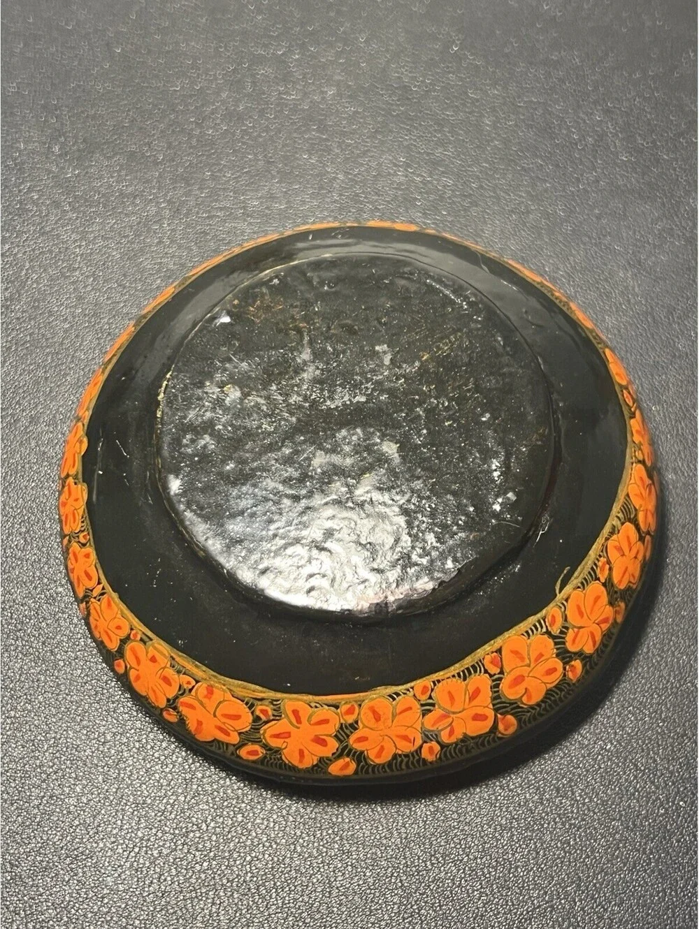 India Vintage 1970s Kashmiri Gulkari Floral Papier-Mache Lidded Box, 4x4”